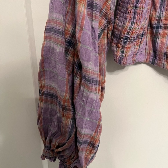 Free People Cherry Bomb cropped purple madras corset top size small petite SP - Picture 7 of 15